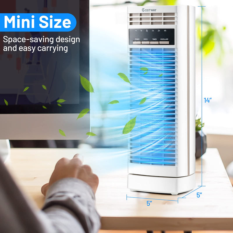 Tower Fan 14 Inches Portable Oscillating Desk Fan with 3 Speeds