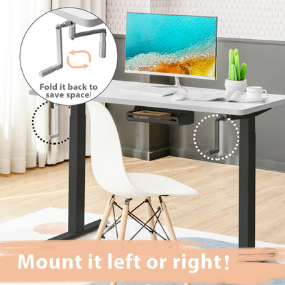 48" x 24" Manual Sit to Stand Desk with Headphone Hook & Cable Tray