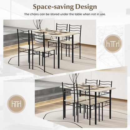 5 Piece Metal Rectangular Dinette Set w/Non-Slip Pad