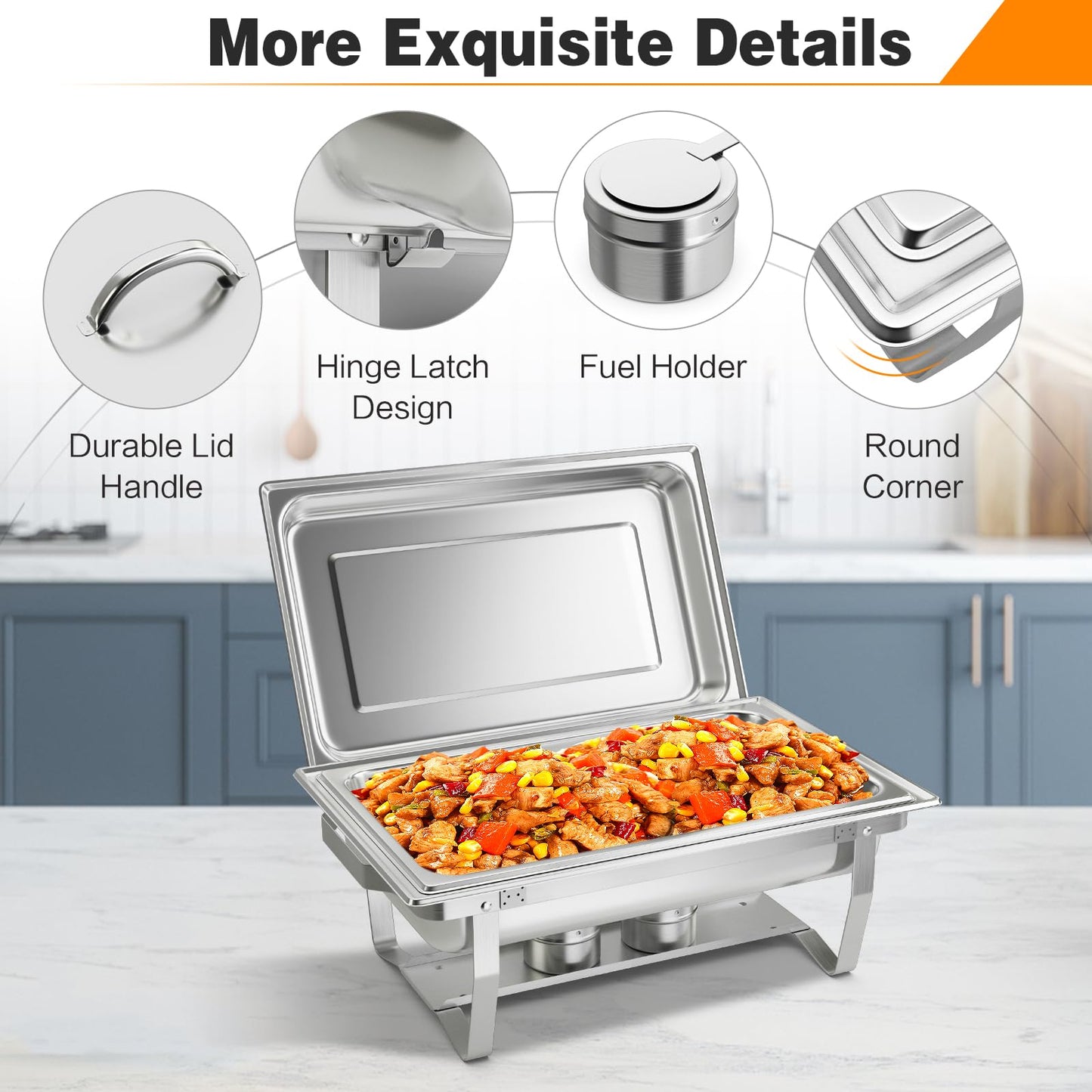 Chafing Dish Buffet Set 9 QT Large Capacity 2 Food Pans Water Pans & Fuel Holders