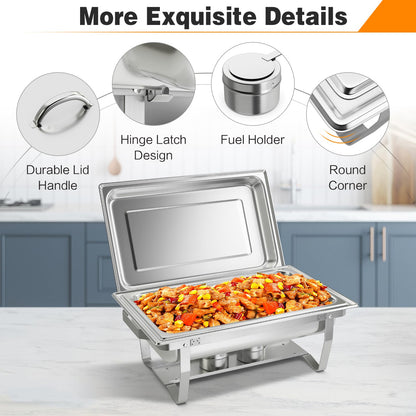 Chafing Dish Buffet Set 9 QT Large Capacity 2 Food Pans Water Pans & Fuel Holders