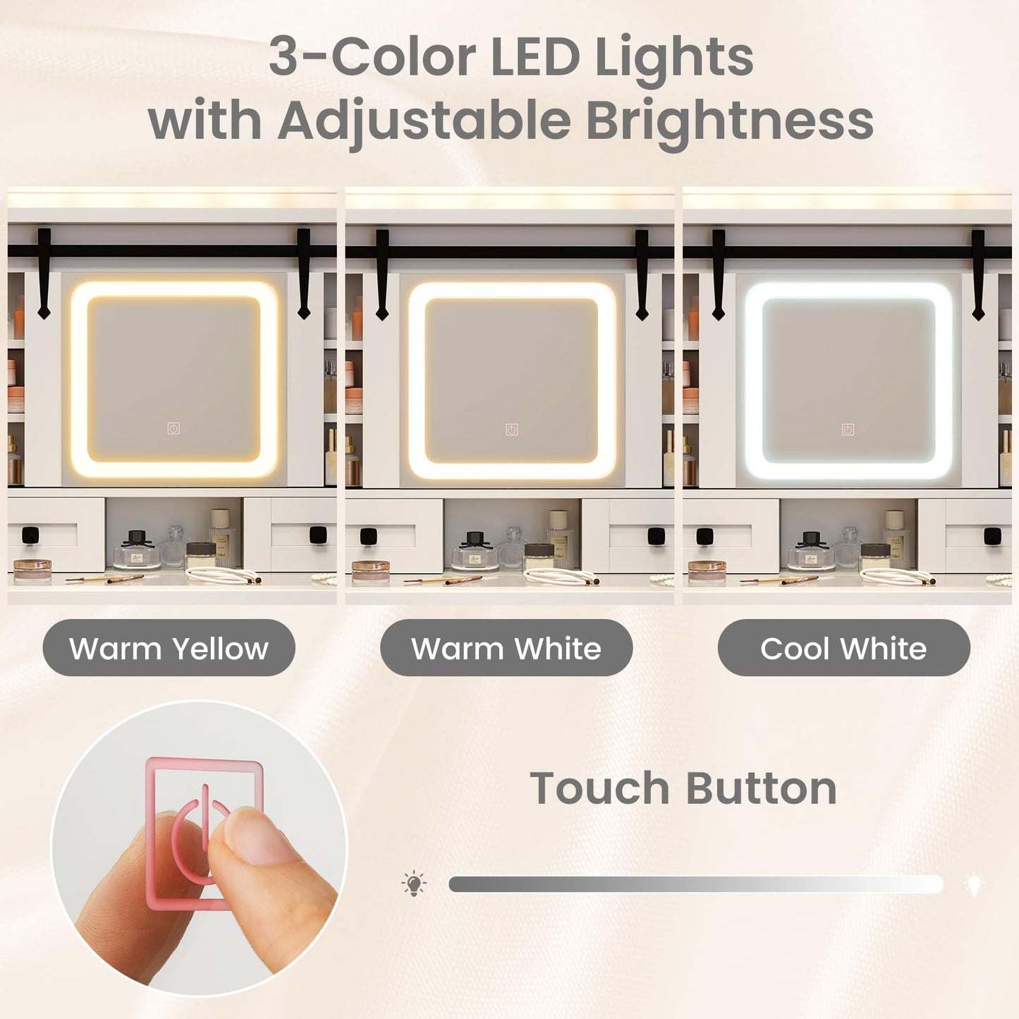 31'' Farmhouse Makeup Table with Sliding Mirror