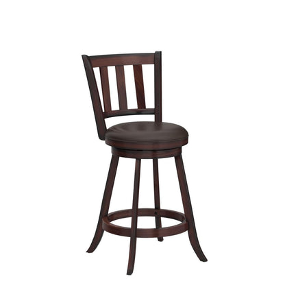 25 Inch Set of 2/4 Wood Swivel Counter Height Dining Pub Bar Stools with PVC Cushioned Seat