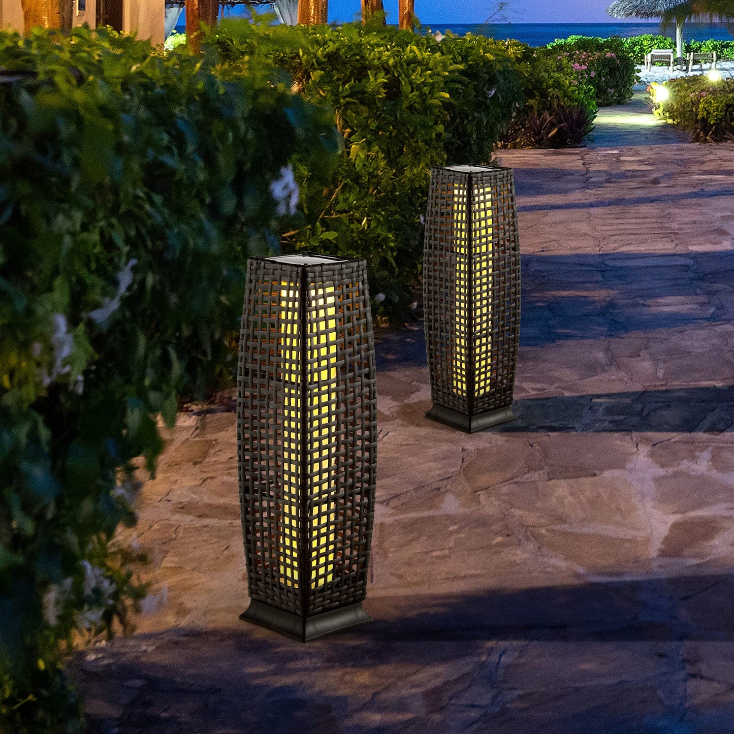 ARLIME 2-Piece Outdoor Solar Powered Floor Lamps