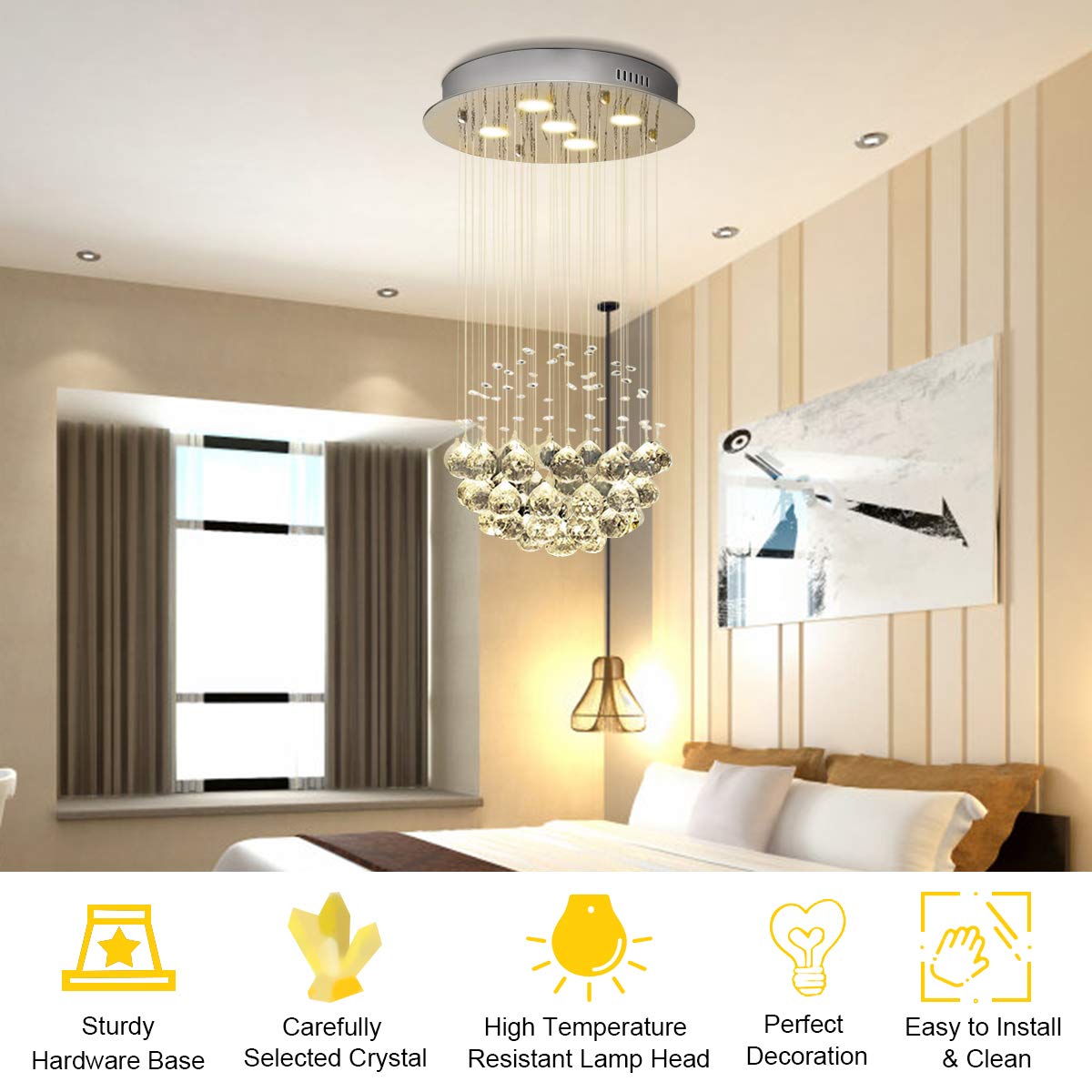 ARLIME Modern K9 Crystal Raindrop Chandelier