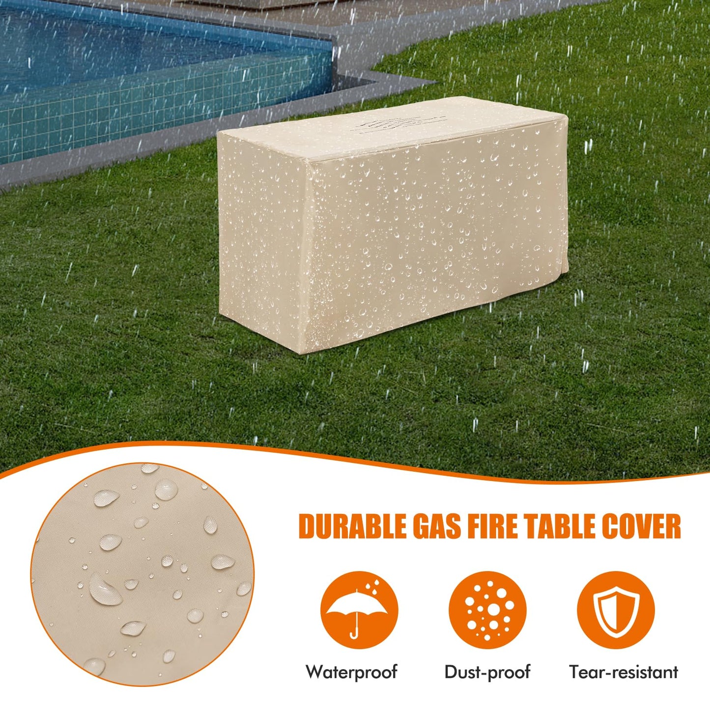 43" Propane Fire Pit Table w/Waterproof Cover for Balcony