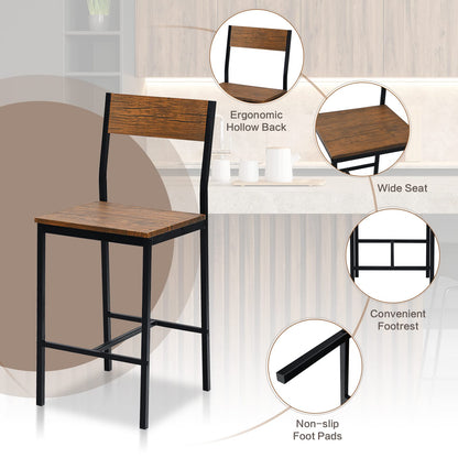 3 Pieces Bar Table Set Pub Table Set W/Heavy Duty Steel Frame