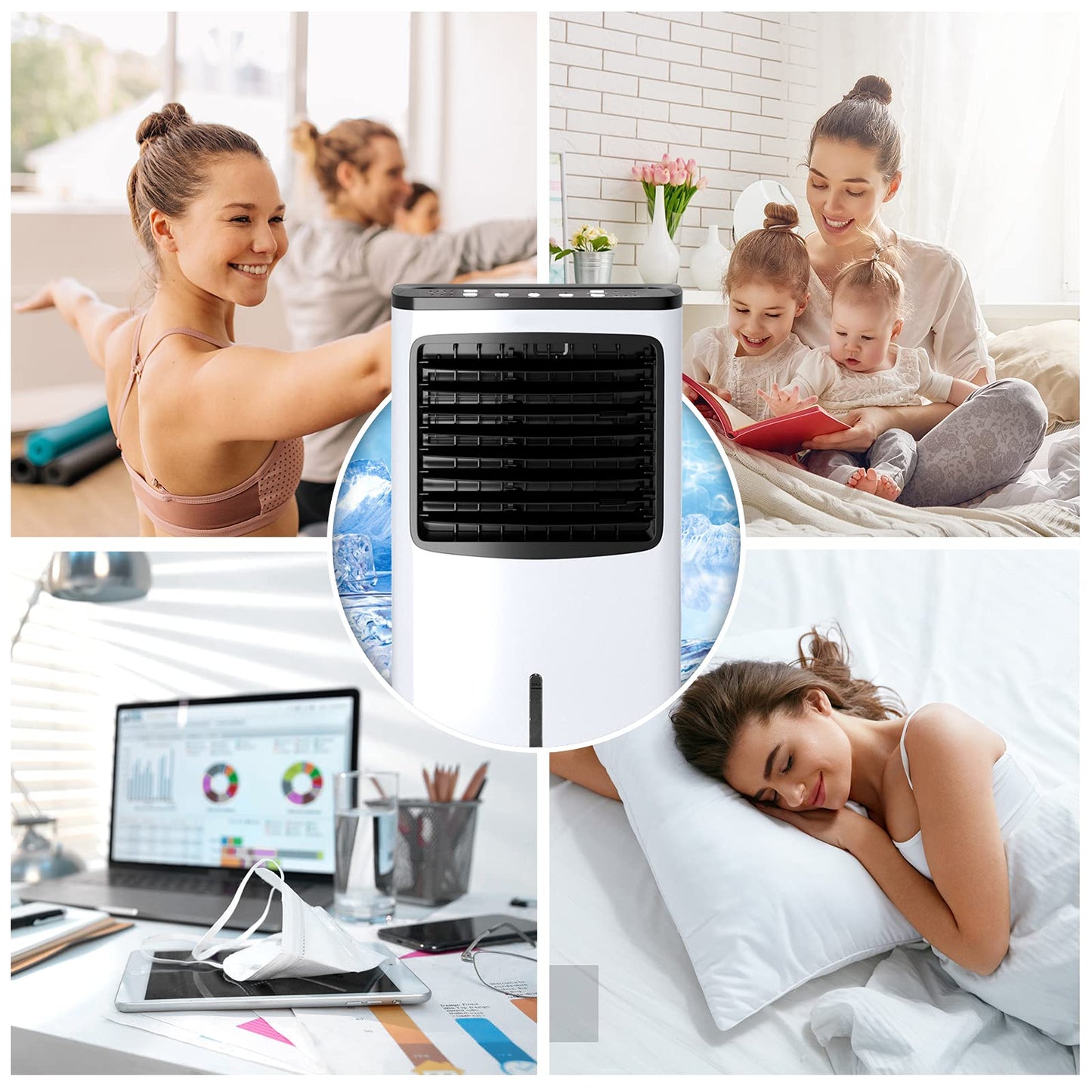 ARLIME Portable AC Cooling Fan, 3-IN-1 Portable Evaporative Air Cooler & Humidifier