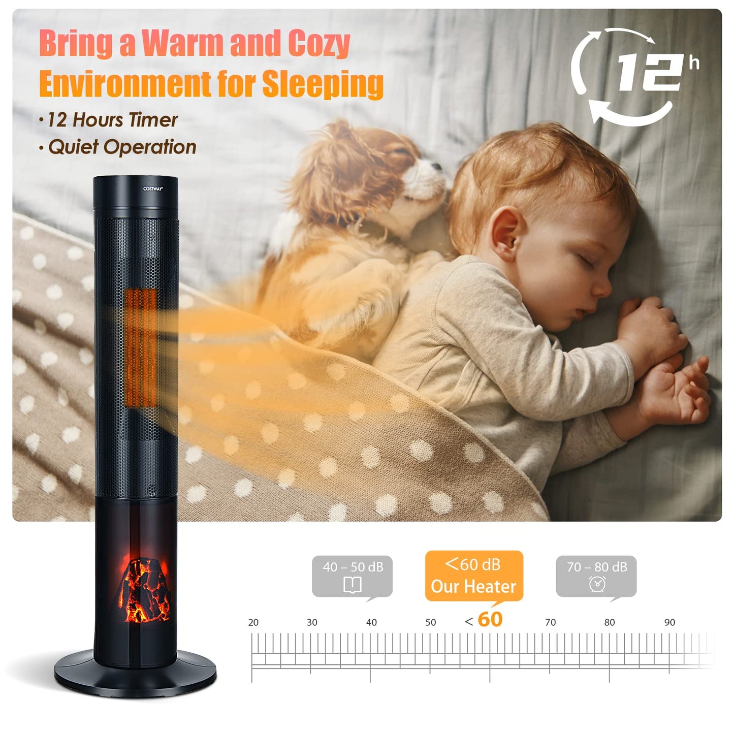 Ceramic Heater 1500W Electric Space Heater with Remote Control