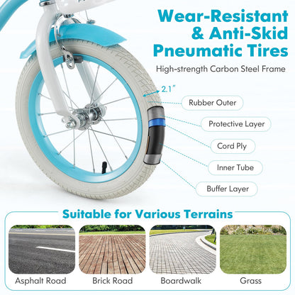 12 14 16 18 Inch Kids Bicycle for Girls Boys Aged 3-8 Years Old