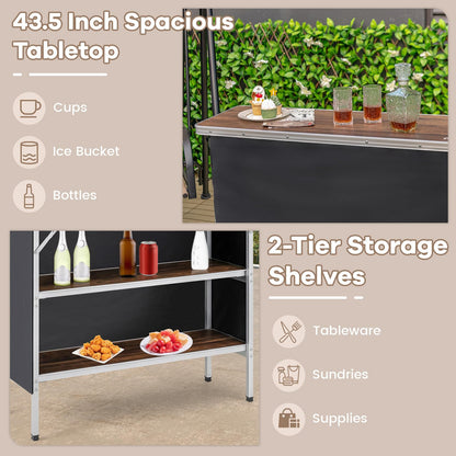 Portable Bar Table for Events Foldable Pop-Up Bar with Carrying Bag