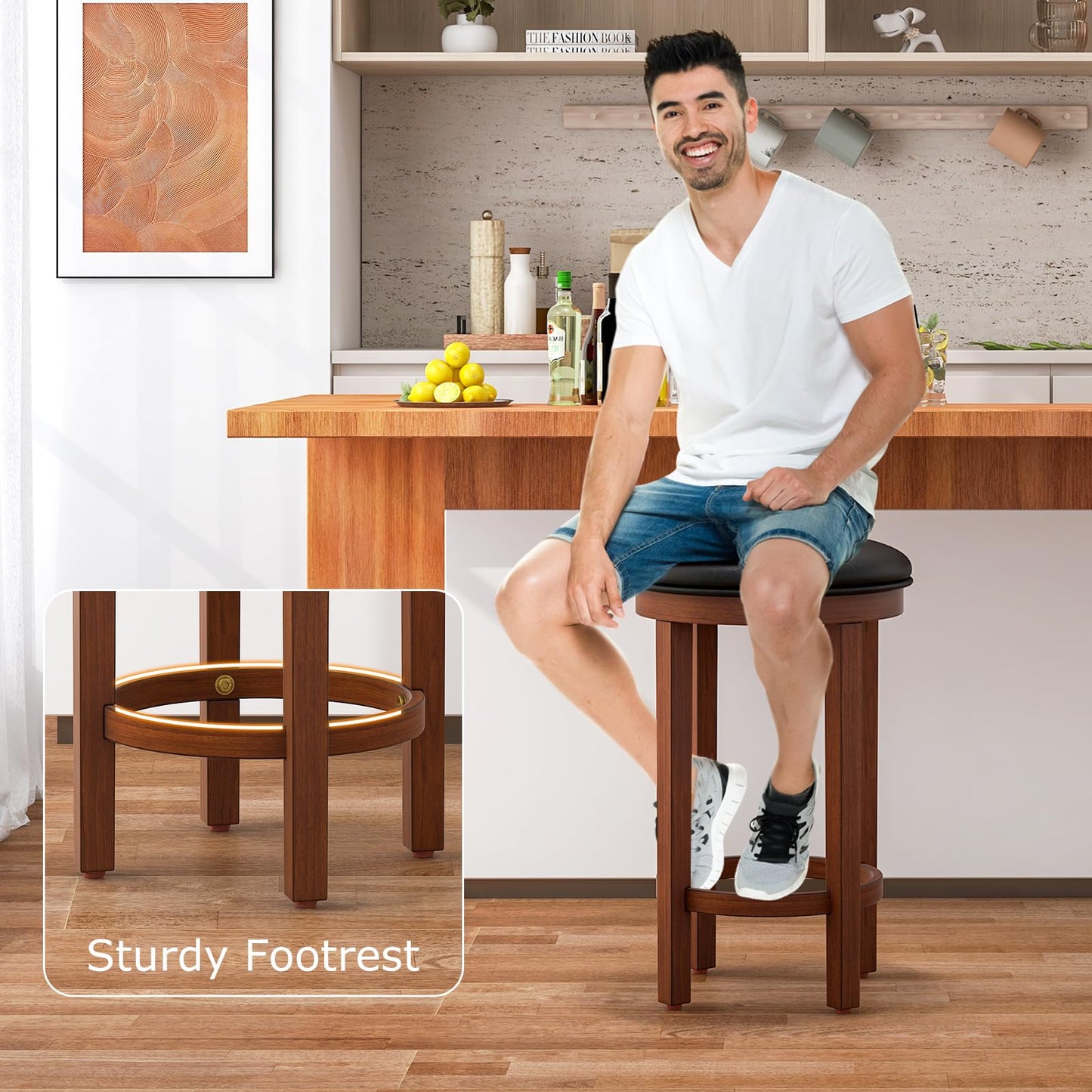 Upholstered Bar Stools Set of 2/4 25” Counter Height Bar Chairs