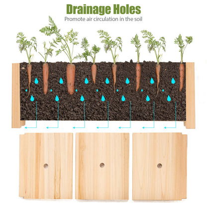 Wooden Planter Garden Bed with Drainage Holes for Vegetables