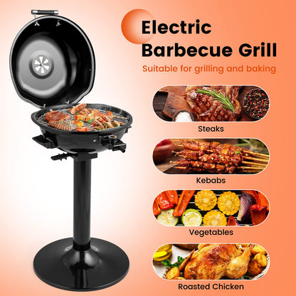 Portable Grill with Metal Cooking Grilling Rack | Detachable Temperature Control & Removable Grease Collector