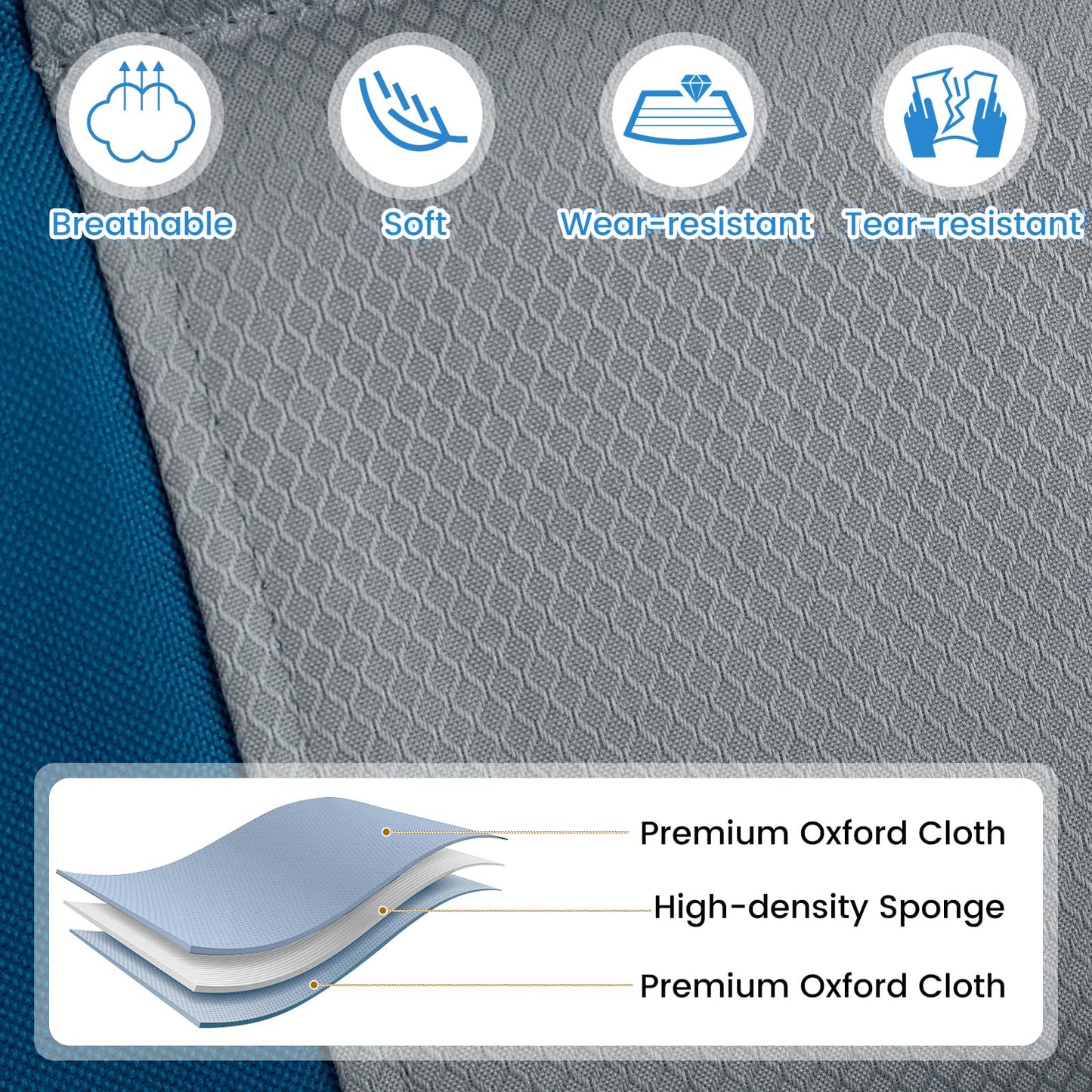 Oversized Folding Rocking Camping Chair Padded Portable Outdoor Rocker with Side Pocket and Hard Armrests for Patio