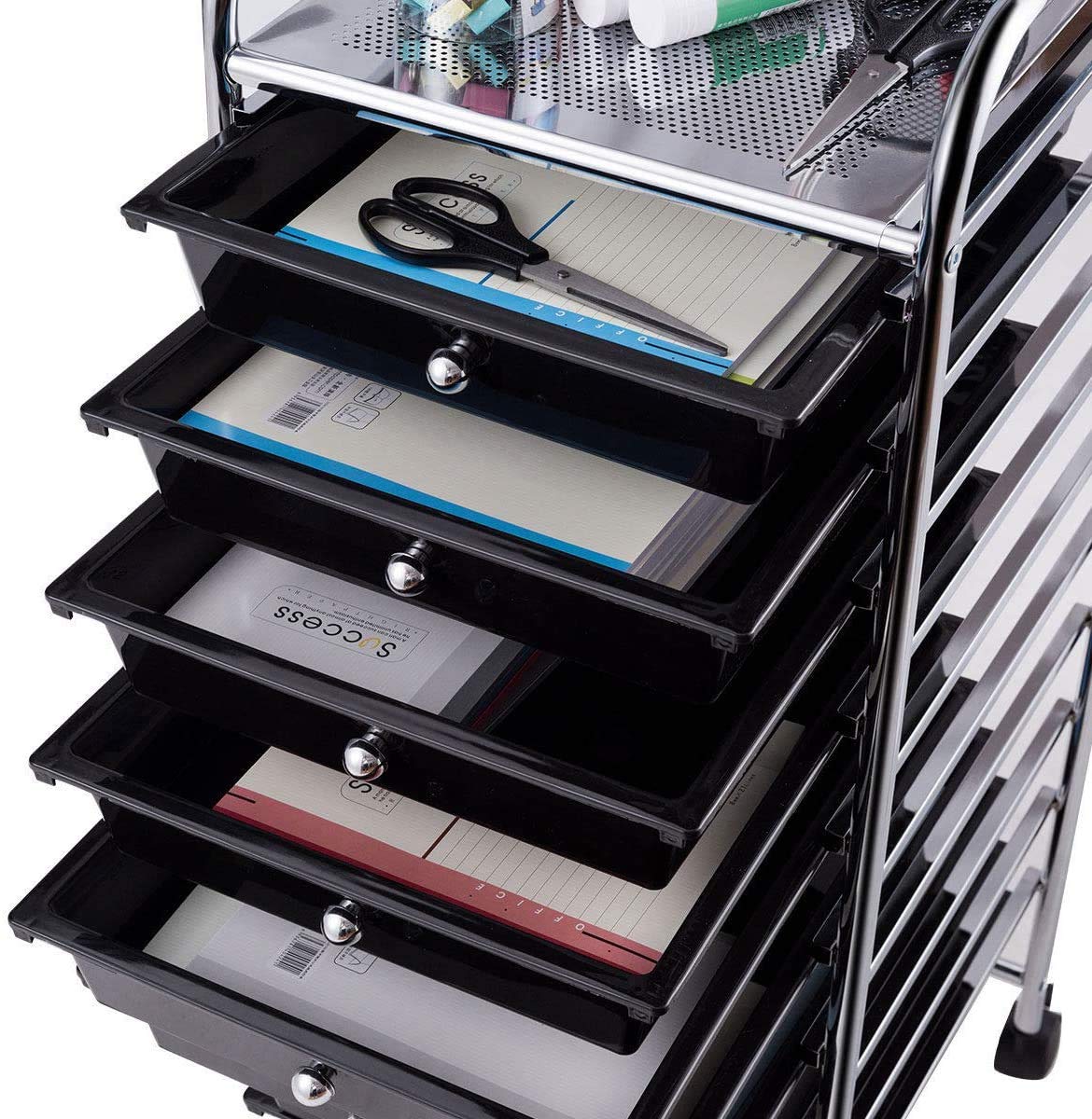 ARLIME 10-Drawer Storage Cart, 10 Drawer Trolley, Rolling Organizer Cart