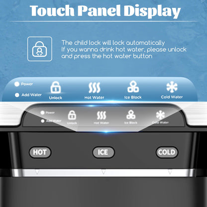 Water Dispenser with Ice Maker, 3-in-1 Countertop Hot/Cold Dispenser with Ice Machine