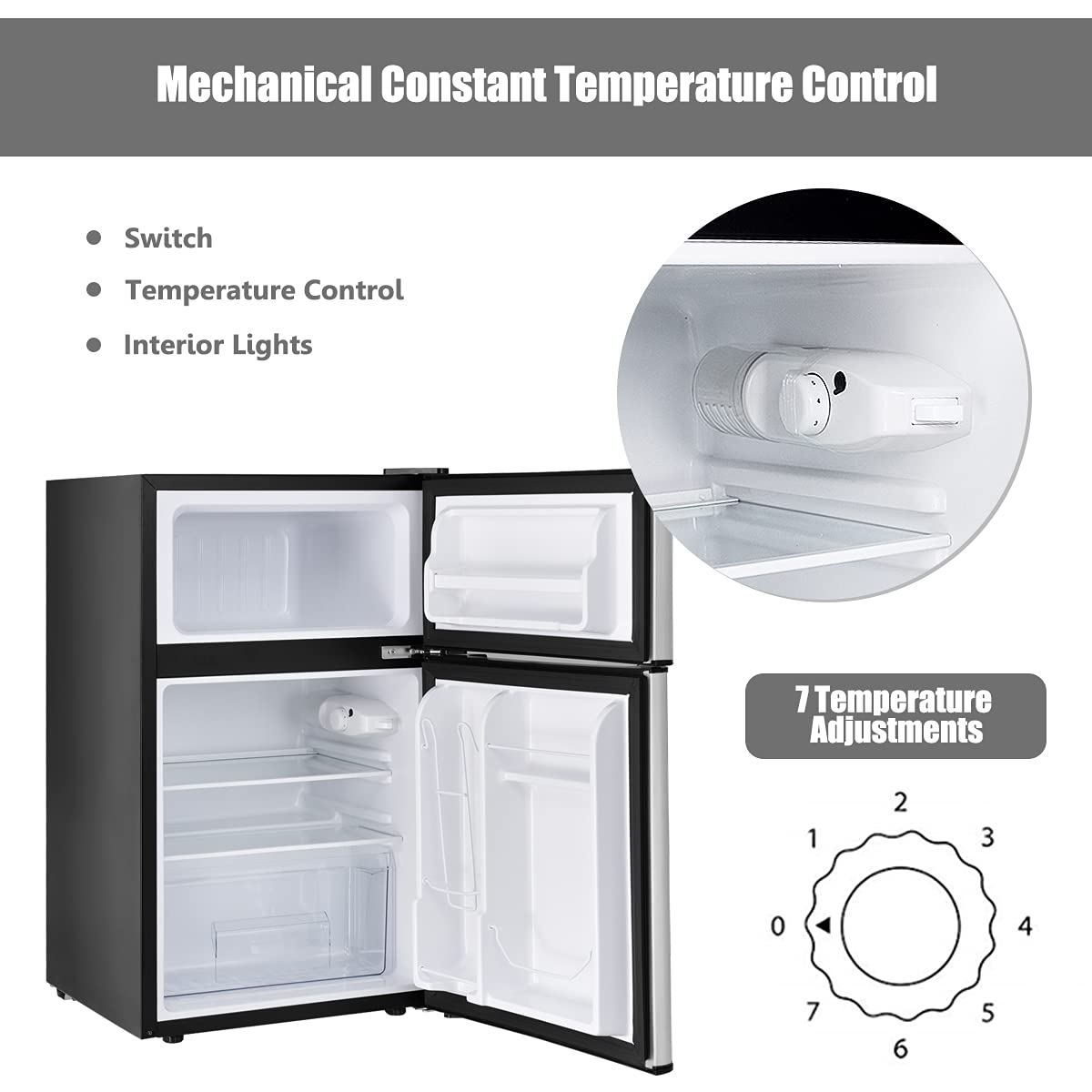 ARLIME Mini Fridge with Freezer, 3.2 Cu. Ft, Compact Refrigerator