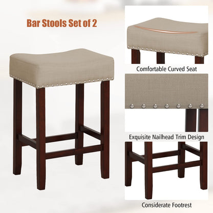 25-inch Counter Height Bar Stools Set of 2/4 Backless Vanity Chair for Makeup