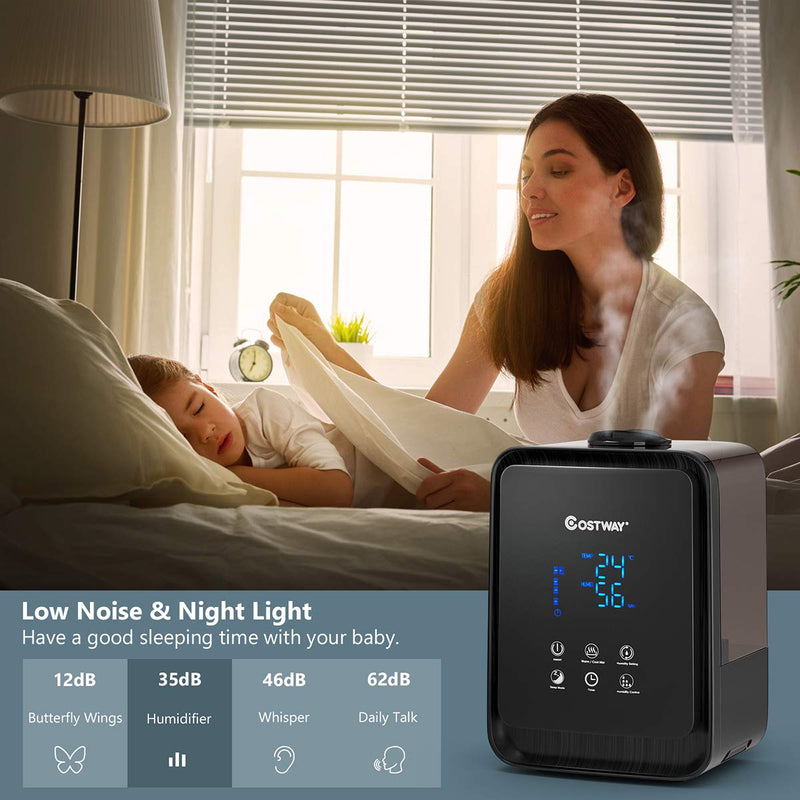 Ultrasonic Air Humidifier, 4.5L/1.2 Gallon, Warm and Cool Mist Humidifier, Whisper-quiet Operation (Black)