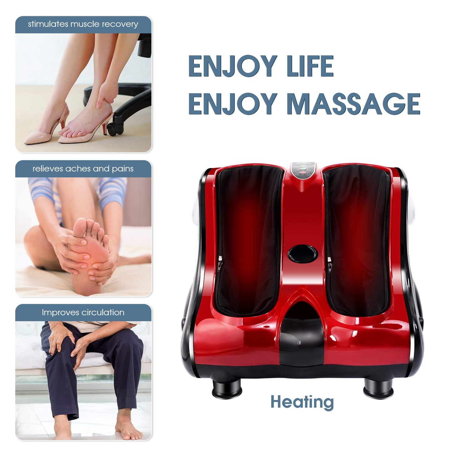 ARLIME Foot Calf Massager Machine with Shiatsu Kneading Rolling Vibration Heating Massager