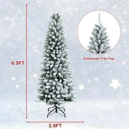 6.5Ft Snow-Flocked Artificial Christmas Tree for Indoor and Outdoor Use