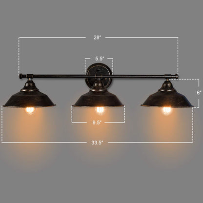 Vanity Light, 3 Light Wall Sconce, Industrial Metal Wall Mount Lamp, Rustic Indoor Wall Lamp Light Shade