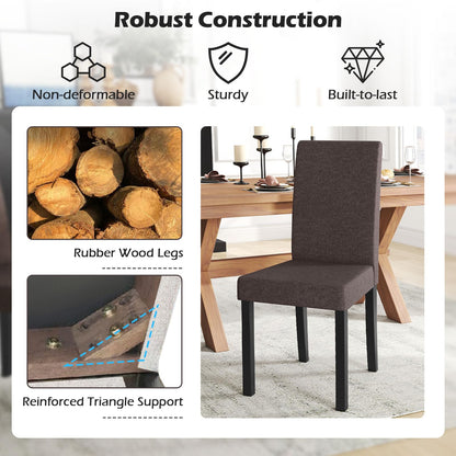 Fabric Upholstered Armless Kitchen Side Chair w/Rubber Wood Legs