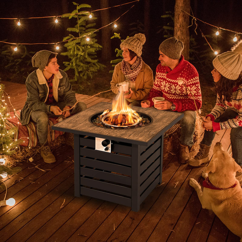 32" Outdoor Square Firepit with Waterproof Cover