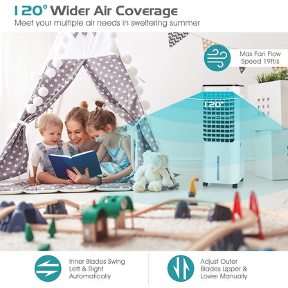 Evaporative Cooler, 4-In-1 Bladeless Cooler with 4 Modes, 3 Speeds, Timer, 12L Water Tank