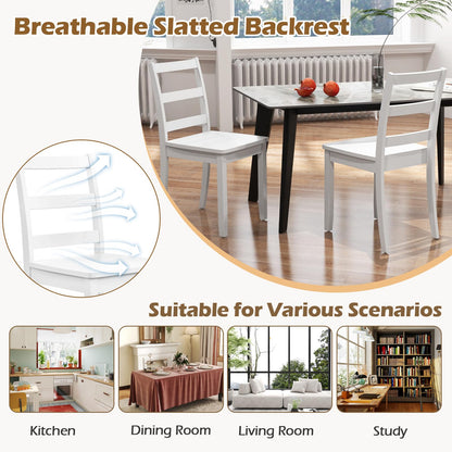 Wooden Dining Chairs Set of 2/4 with Curved Backrest and Rubber Wood Legs for Home Dining Room