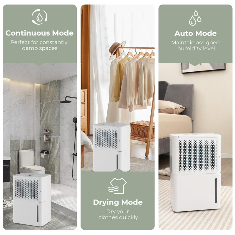 Dehumidifier for Basement, 2000 Sq. Ft 32 Pint Quiet & Energy Efficient Dehumidifier w/Continuous/Drying/Auto Mode