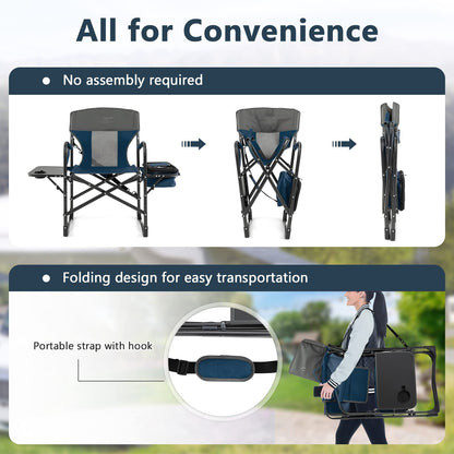 Folding Camping Chair Heavy-Duty Director Chair Supports 400lbs for Adults