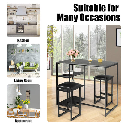 3 Piece Dining Set with Rectangular Faux Marble