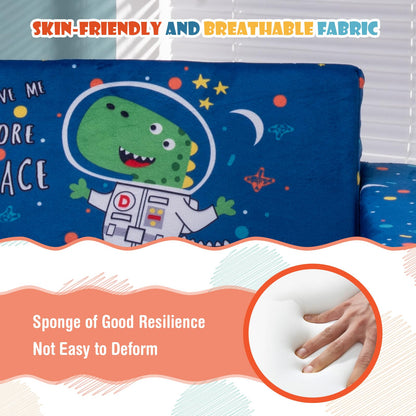 2-in-1 Convertible Sofa to Lounger for Children with Side Storage Pocket Flip Open Couch & Sleeper with Cut Patterns