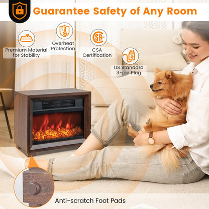 13’’ Electric Fireplace Heater, 750W Mini Tabletop Electric Fireplace Stove with Realistic Flame
