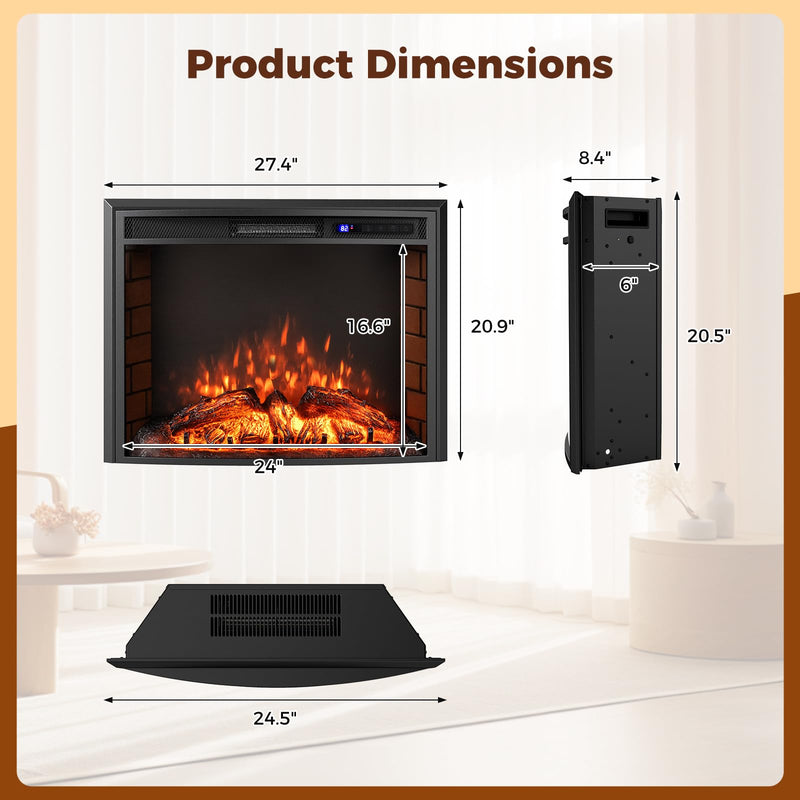 26 inch Electric Fireplace Insert with Curved Screen