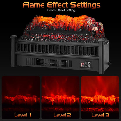 ARLIME 23" Electric Fireplace Log Set Heater, Portable Realistic Ember Bed Fireplace Insert w/Adjustable Flame Brightness & Temperature