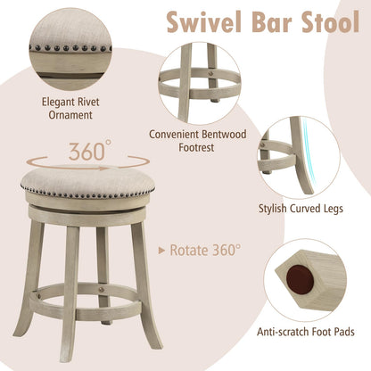 360° Swivel Bar Stools Set of 2/4 24/26.5-inch Height Upholstered Round Barstools