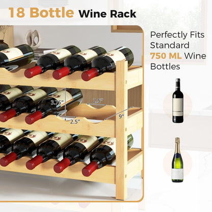 18 Bottle Tabletop Wine Holder with Wave Slot for Kitchen