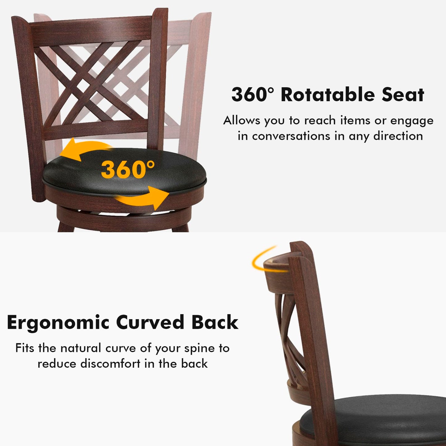 Bar Stool Set of 2/4 for Kitchen Island Swivel Upholstered Counter Height Barstools（24“/29”））