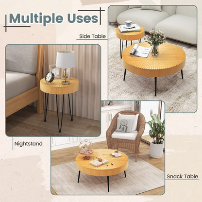 Farmhouse Round Coffee Table Set of 2 for Living Room