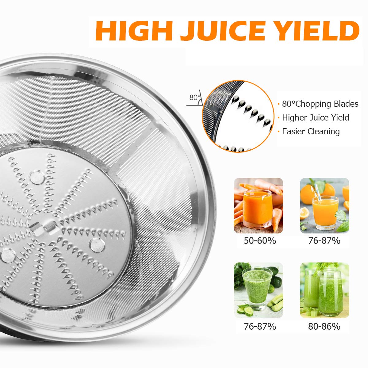 Juicer Machines with 2.5inch Wide Mouth, 400W Masticating Juicer Extractor