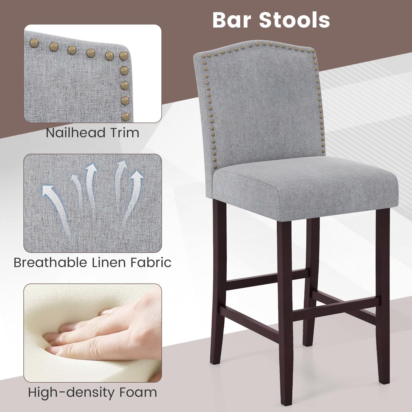 Bar Stools Set of 2/4 Bar Height Dining Side Barstools