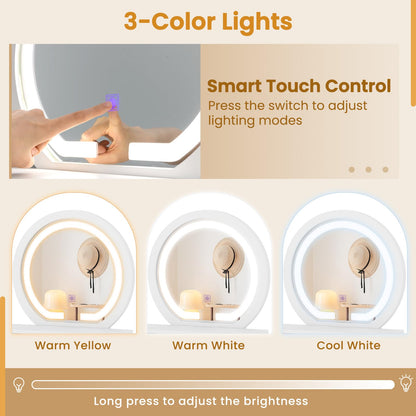 Modern Desktop Makeup Mirror with 2 Storage Drawers