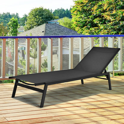 1/2 PCS Patio Lounge Chair Chaise Recliner Back Adjustable Garden