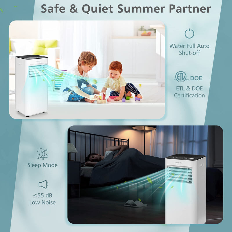 10000 BTU Portable Air Conditioner, with Fan & Dehumidifier Mode, Quiet AC Unit with Sleep Mode