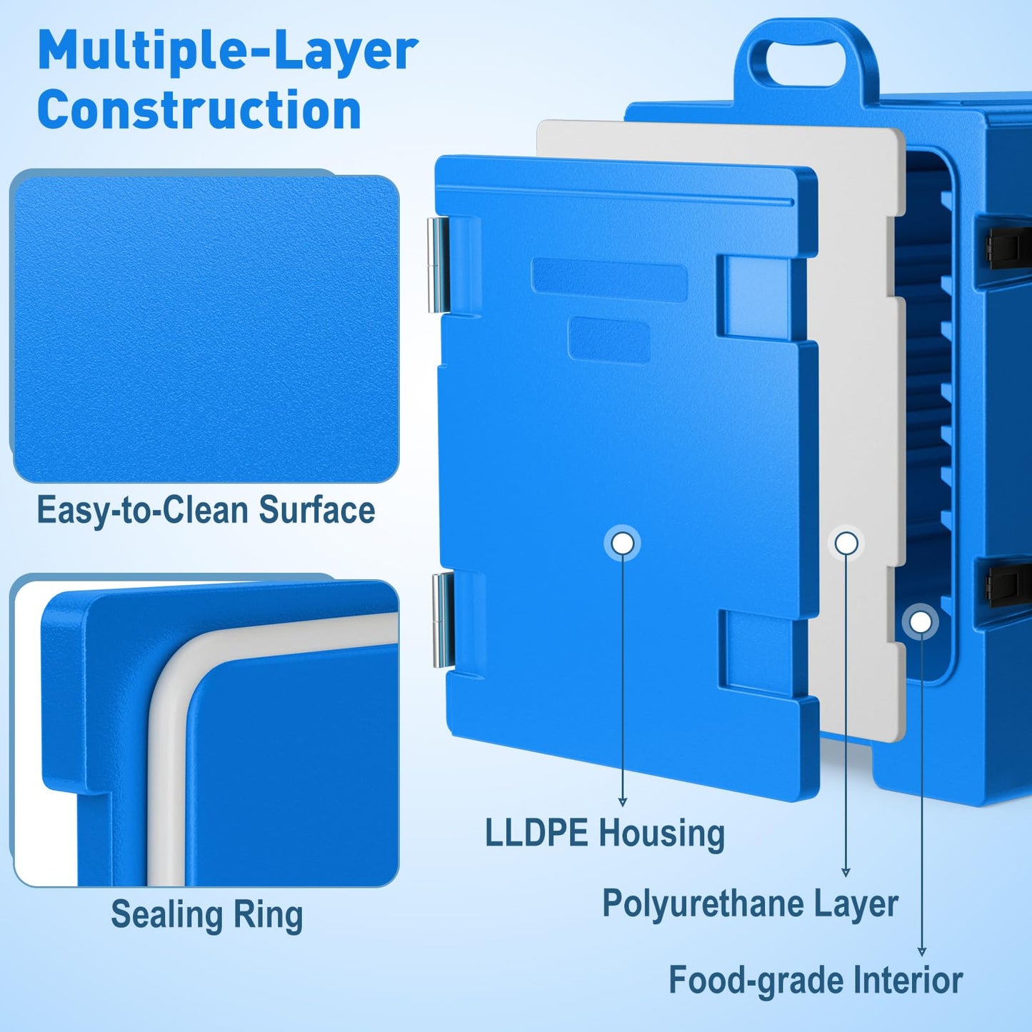 ARLIME Insulated Food Pan Carrier, End-Loading Insulated for 5 Full-Size Pans