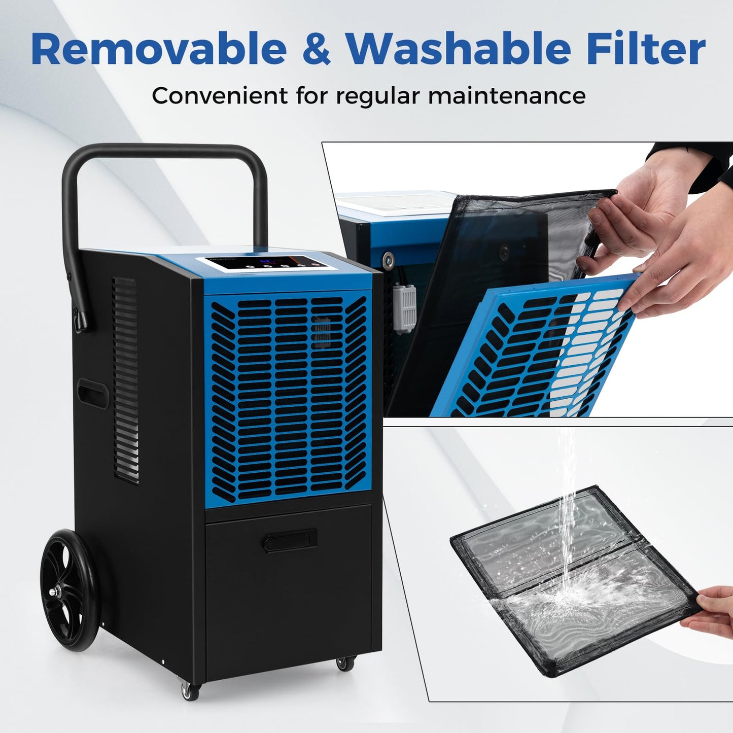 ARLIME 163 Pints Commercial Dehumidifier, Heavy Duty Portable Dehumidifier for Large Spaces