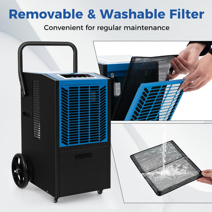 ARLIME 163 Pints Commercial Dehumidifier, Heavy Duty Portable Dehumidifier for Large Spaces